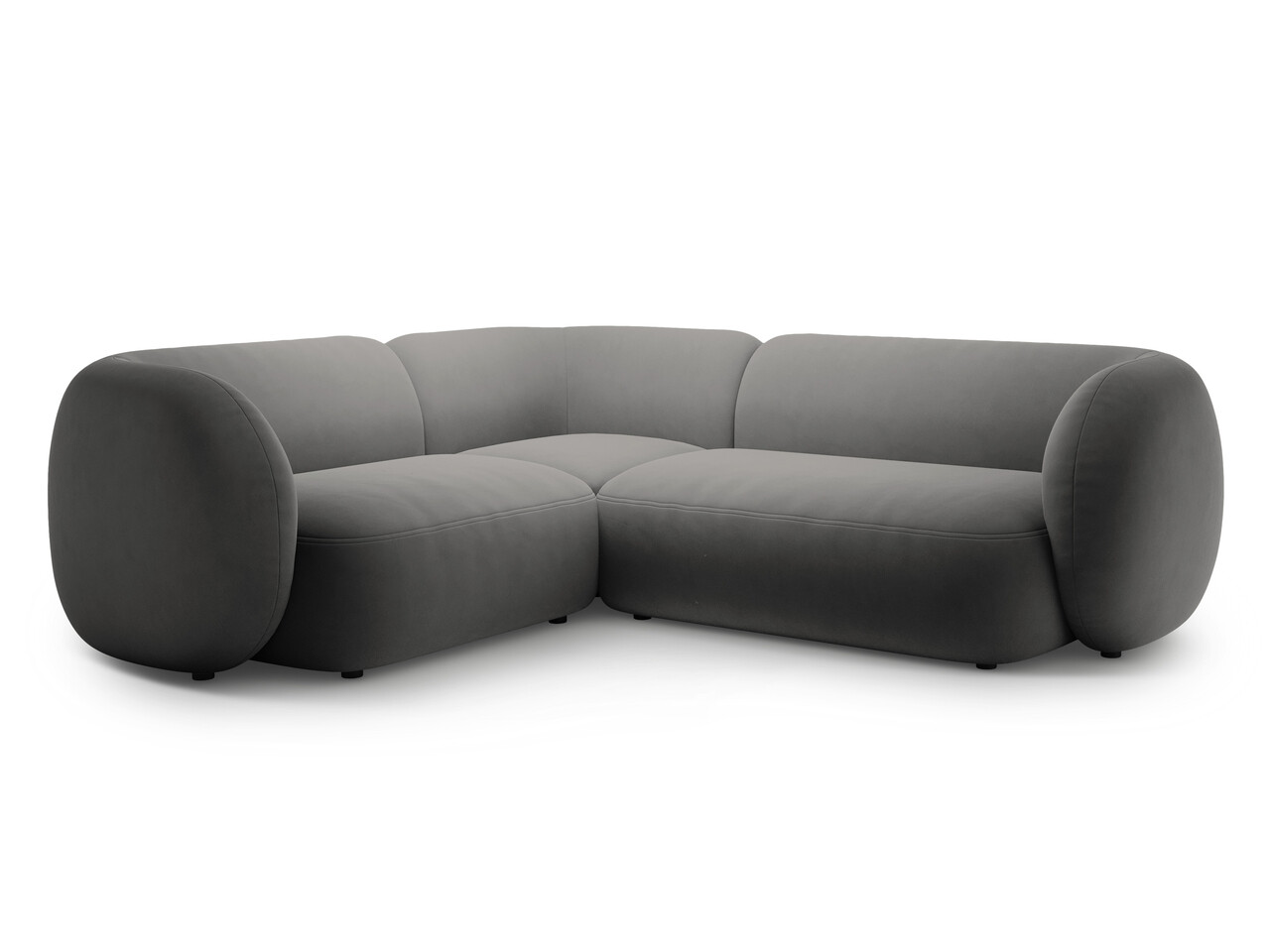 Coltar stanga 4 locuri, Kate, Micadoni Home, 252x220x76 cm, catifea, gri inchis Colțare